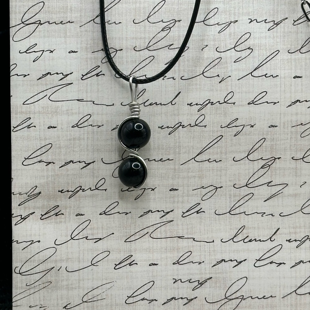 Minimalist Natural Black Onyx Beaded Necklace